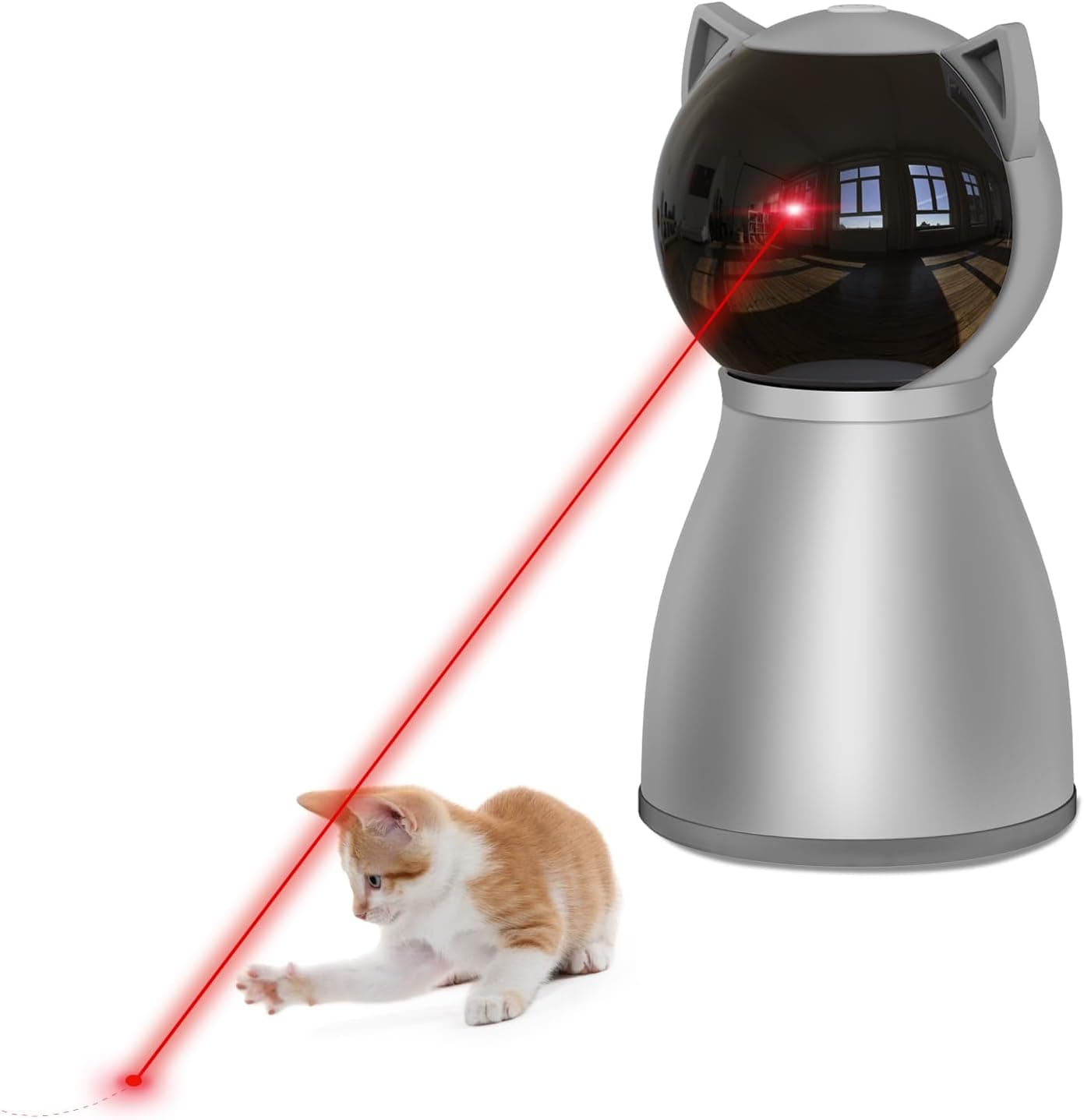 YVE LIFE Laser Cat Toys for Indoor Cats, 4th Generation Real Random Trajectory, Motion Activated Rechargeable Automatic Cat Laser Toy, Gray